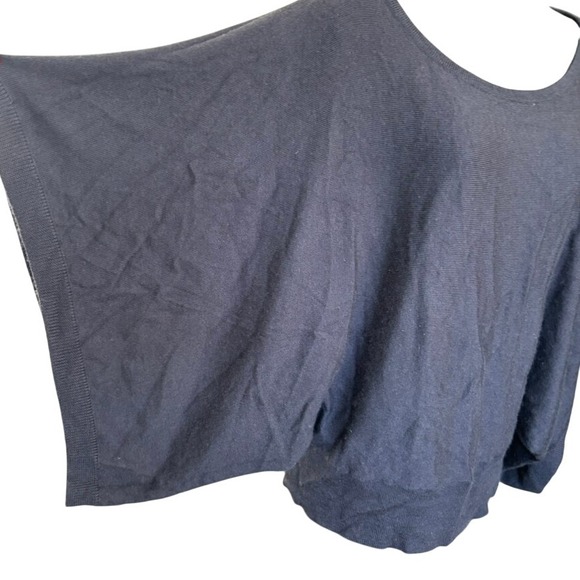 Lafayette 148 Cashmere Silk Sweater Sz M Navy Blue Slouchy Quiet Luxury Oversize - Picture 2 of 7